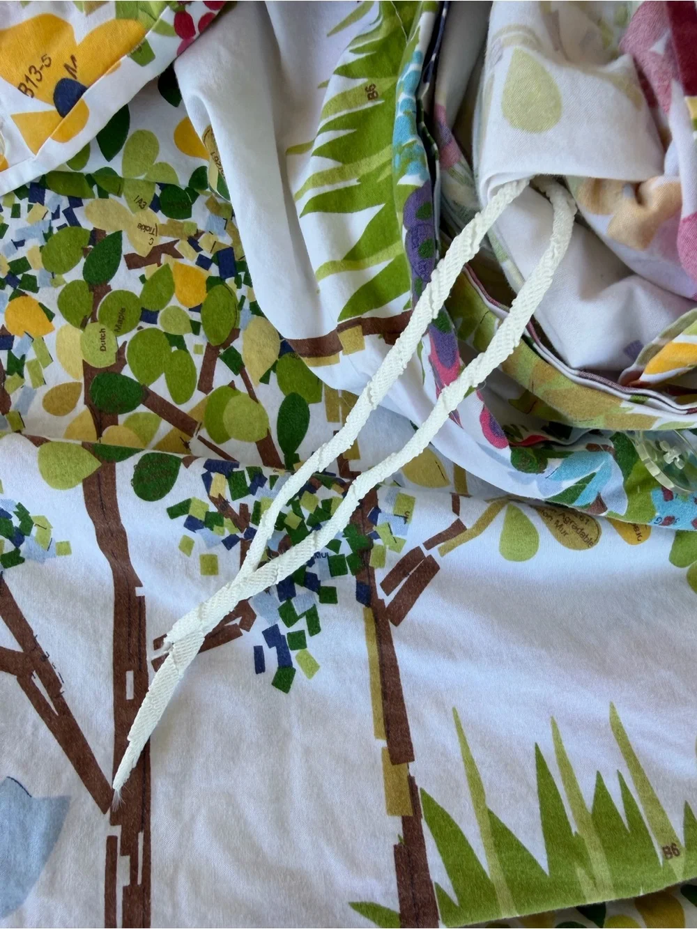 Pottery Barn Woodland Trees Paint by Number Organic Cotton Duvet Cover F/Q GUC